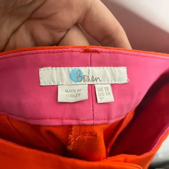 Boden Women's Richmond Shorts Size 14 Chino Red Pop 9" Inseam T0486 - Picture 5 of 6